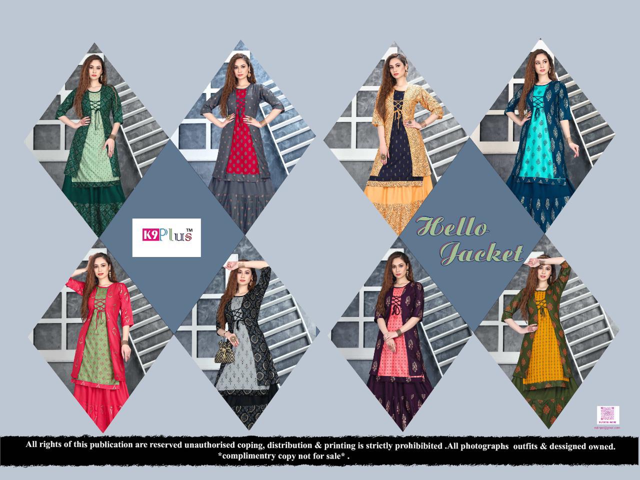 K9 Hello Jacket Fancy Festive Wear Rayon Designer Fancy Kurti With Skirt Collection